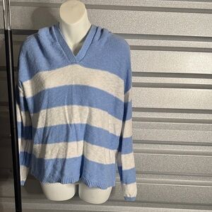LOFT Light Blue Knit Hoodie, Size M
